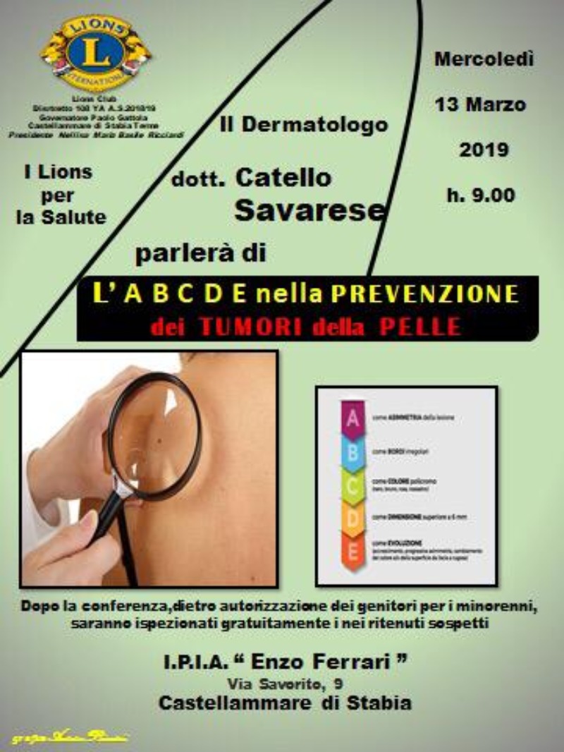 L'A B C D E  nella prevenzione dei Tumori della Pelle